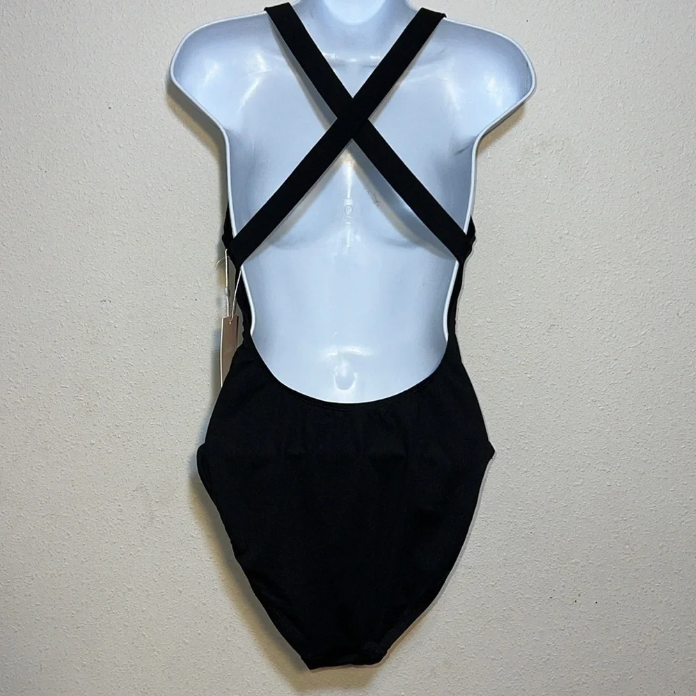 Andie Womens Black Tulum One Piece Swimsuit Beach Size XL